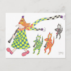 Cartão Postal MadCatWoman & Cats Play Clarinet