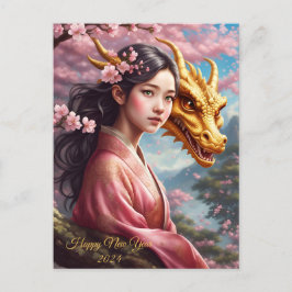 Cartão Postal Mädchen zwischen Kirschblüten