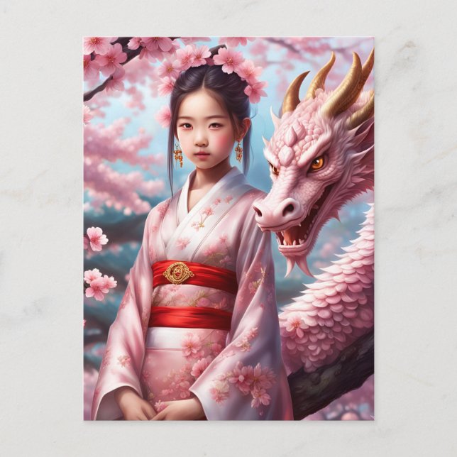 Cartão Postal Mädchen zwischen Kirschblüten 1 (Frente)