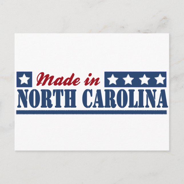Cartão Postal "Made In North Carolina" "Estado da Carolina do No (Frente)
