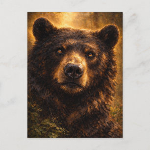 Cartão Postal Madeira Dourada Arte de Vida Selvagem de Urso
