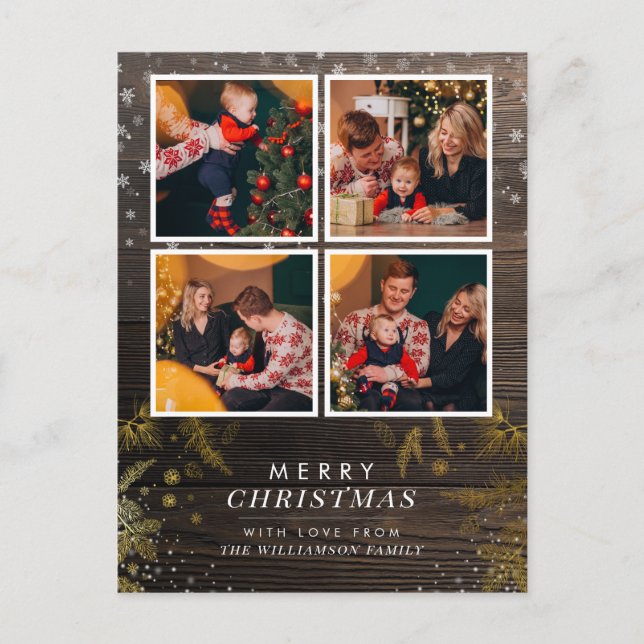 Cartão Postal Madeira e pinheiro Dourado Ramais Fotos de Natal (Frente)