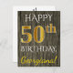 Cartão Postal Madeira Faux, Faux Dourado 50º aniversário + Nome  (Frente/Verso)