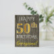Cartão Postal Madeira Faux, Faux Dourado 50º aniversário + Nome  (Em pé/Frente)