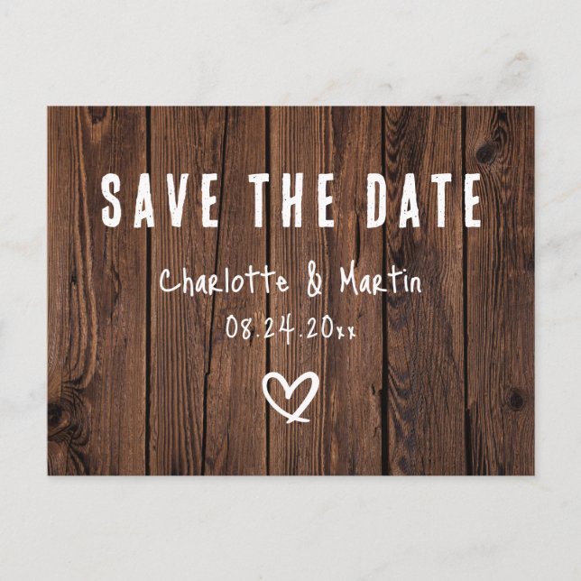 Cartão Postal Madeira Rústica do Campo Salve a Data (Frente)