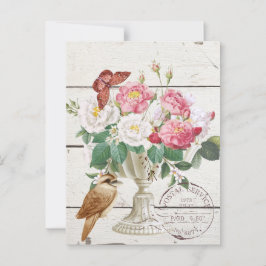 Cartão Postal Madeira rústica moderna com flores Obra de arte bo