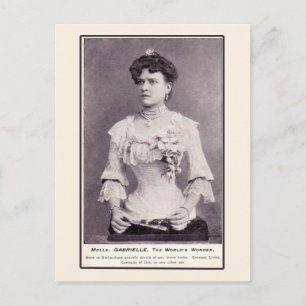 Cartão Postal Mademoiselle Gabrielle A Meia-Mulher, sobre Cartõe