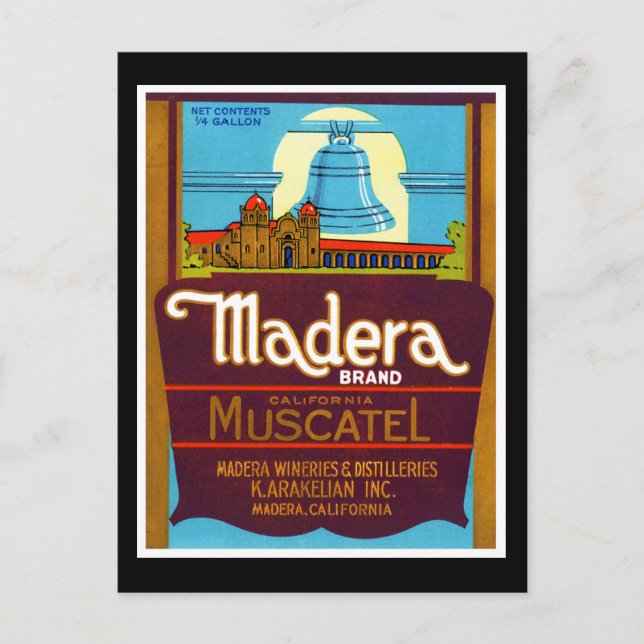 Cartão Postal Madera Muscatel (Frente)