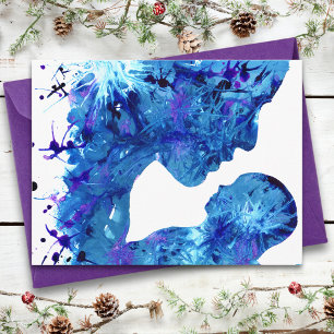 Cartão Postal Madona Azul e Menino Natal Cristão
