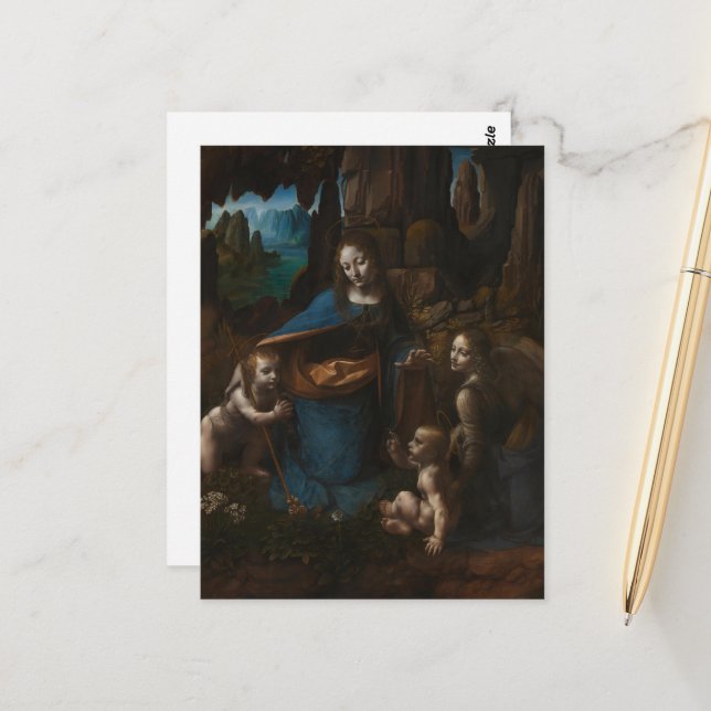 Cartão Postal Madona das Rochas, Virgem Maria, Jesus, John (Frente/Verso In Situ)