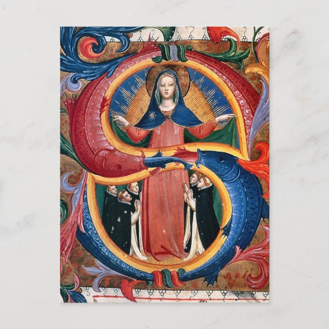 Cartão Postal Madona do Compaixão com Amores de Névoa por Angéli (Frente)