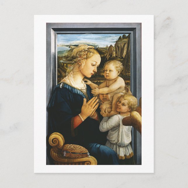 Cartão Postal Madonna com criança e dois anjos, Filippo Lippi (Frente)