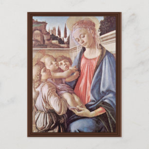 Cartão Postal Madonna Com Dois Anjos, Por Sandro Botticelli