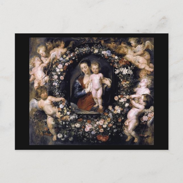 Cartão Postal Madonna com filho de Rubens Postcard (Frente)