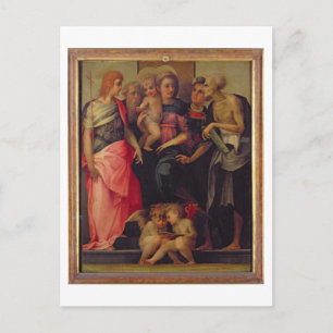 Cartão Postal Madonna e Child com Santos, c.1518 (óleo no painel