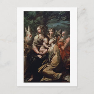 Cartão Postal Madonna e Child com Santos, c.1529 (óleo no painel