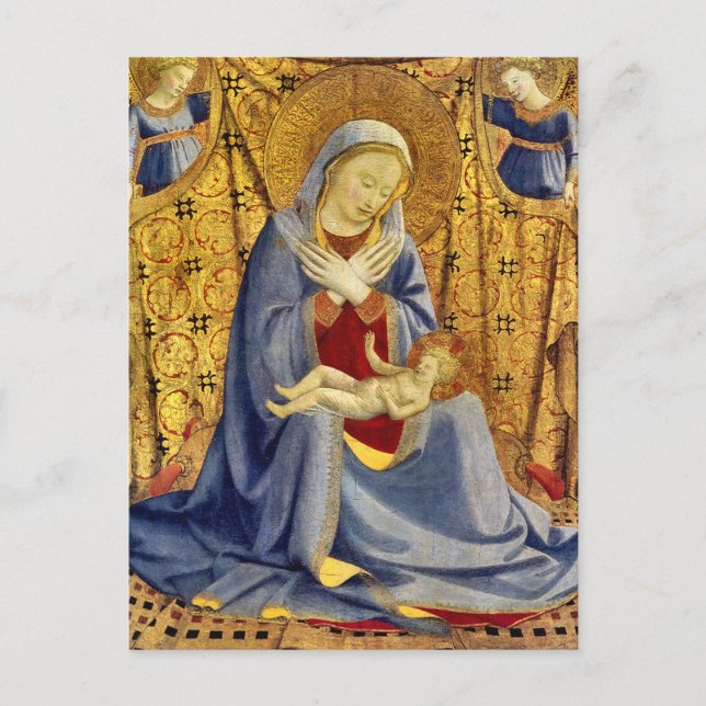Cartão Postal Madonna e Child por Fra Angélico (Frente)