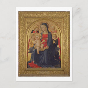 Cartão Postal Madonna e Criança com Anjos, c.1467 (óleo no pai