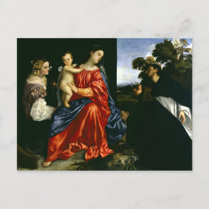 Cartão Postal Madonna e Criança com Sts Catherine e Dominic