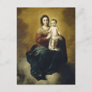 Cartão Postal Madonna e Criança por Bartolome Esteban Murillo
