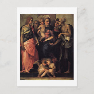 Cartão Postal Madonna Enthroned com Quatro Santos postais