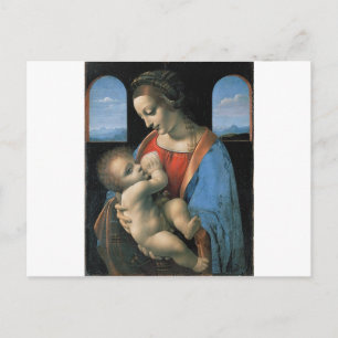 Cartão Postal Madonna Litta by Leonardo Da Vinci c. 1490-1491