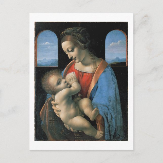 Cartão Postal Madonna Litta, Leonardo da Vinci, Belas Artes (Frente)