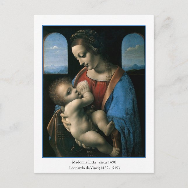 Cartão Postal Madonna Litta por Leonardo da Vinci (Frente)