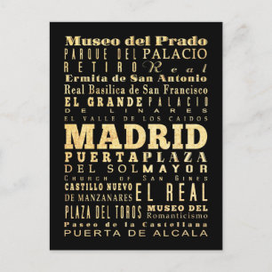Cartão Postal Madrid Cidade de Tipografia Espanha
