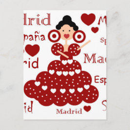 Cartão Postal Madrid España muñeca flamenca