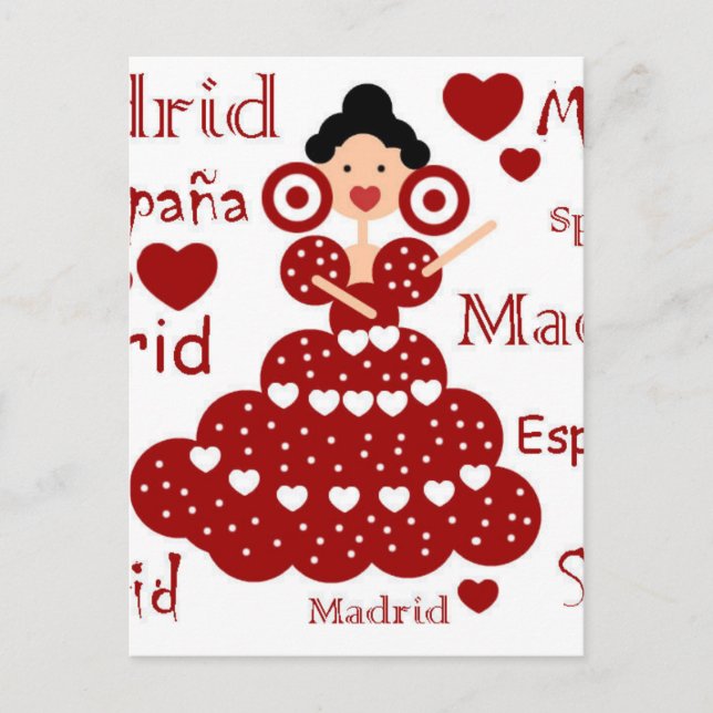 Cartão Postal Madrid España muñeca flamenca (Frente)