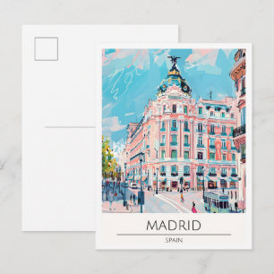 Cartão Postal Madrid Espanha Ilustração de Arte Viagem