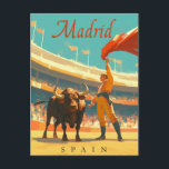 Cartão Postal Madrid, Espanha Vintage Charm<br><div class="desc">Viva a beleza eterno de Madrid,  Espanha com este cartão-postal cativante com uma vintagem inspirada na arena de combate ao touro. Perfeito para enviar saudações ou adicionar um toque de talento europeu à sua coleção.</div>