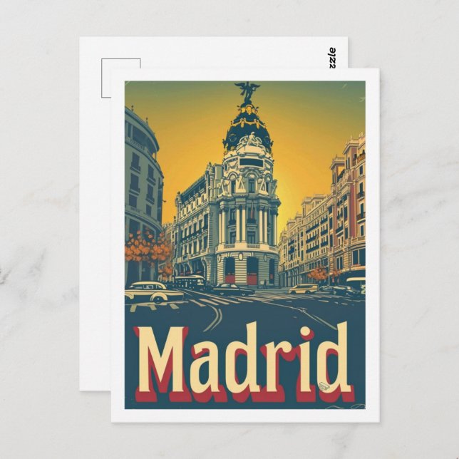 Cartão Postal Madrid Espanha Vintage Famoso Local (Frente/Verso)