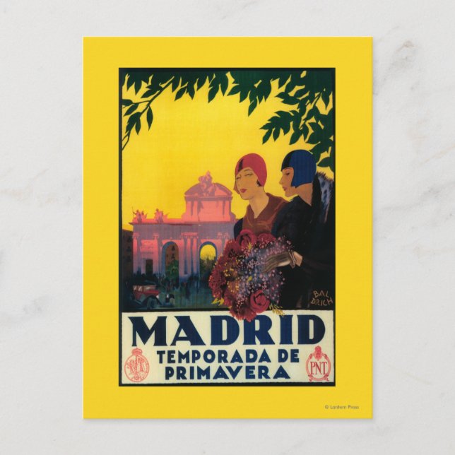 Cartão Postal Madrid no poster do promocional do viagem da (Frente)