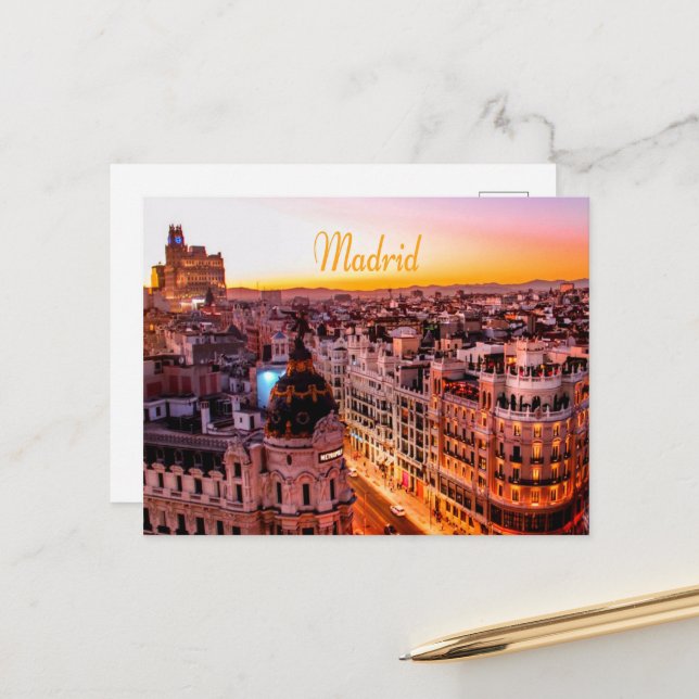 Cartão Postal Madrid Spain Capitol City Skyline | Zazzle Brasil