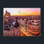 Cartão Postal Madrid Spain Capitol City Skyline<br><div class="desc">Madrid Spain Capitol City Skyline
Beautiful Orange Light</div>