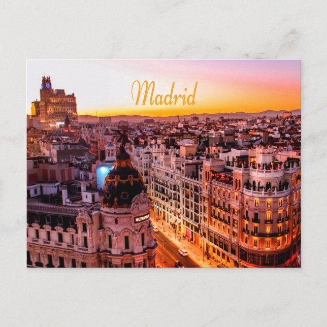 Cartão Postal Madrid Spain Capitol City Skyline (Frente)