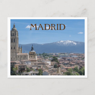 Cartão Postal Madrid, Vista da Cidade Espanha com Montanhas