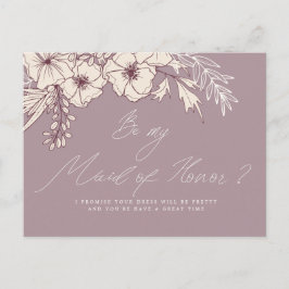 Cartão Postal Madrinha de casamento Floral do Creme de Script Mo