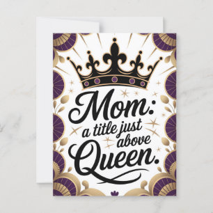 Cartão Postal Mãe Acima da Rainha Dia de as mães Elegante