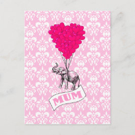 Cartão Postal Mãe com elefante rosa