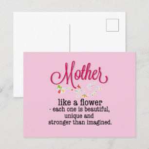 Cartão Postal Mãe Como Uma Flor Cada Uma É Bonita