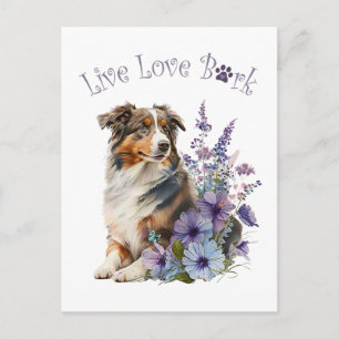Cartão Postal Mãe de Australian Shepherd Floral