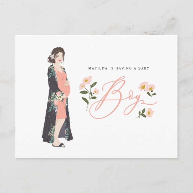 Cartão Postal Mãe de cabelos escuros para ser convidada para chá (Frente)