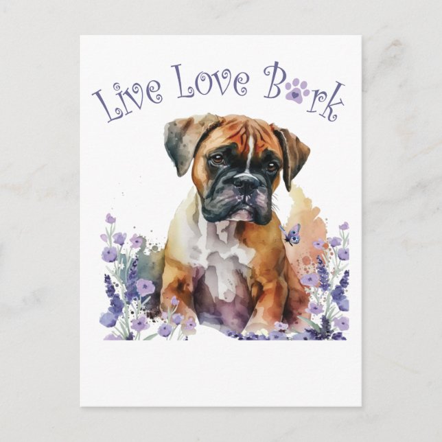 Cartão Postal Mãe de Cachorro Boxer Floral (Frente)