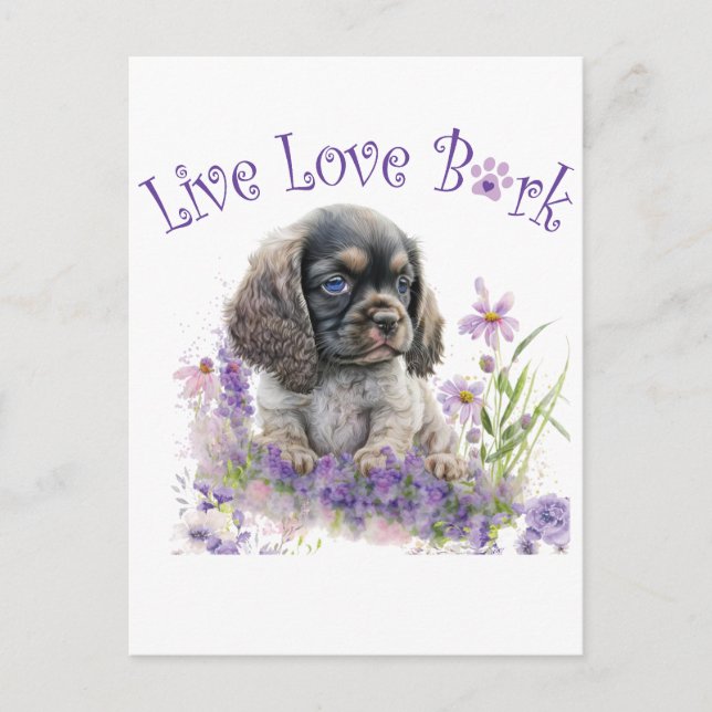 Cartão Postal Mãe de Cachorro Cocker Spaniel Floral (Frente)
