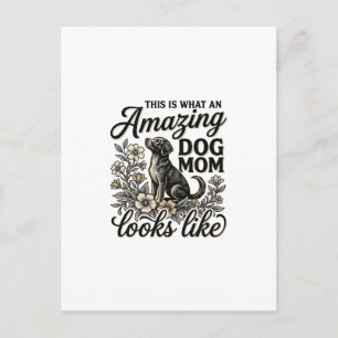 Cartão Postal Mãe de Cachorro Incrível Design Floral Vintage de 
