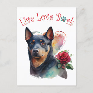 Cartão Postal Mãe de Cachorro Kelpie Australiano Floral
