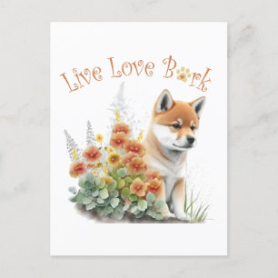 Cartão Postal Mãe de Cachorro Shiba Inu Floral